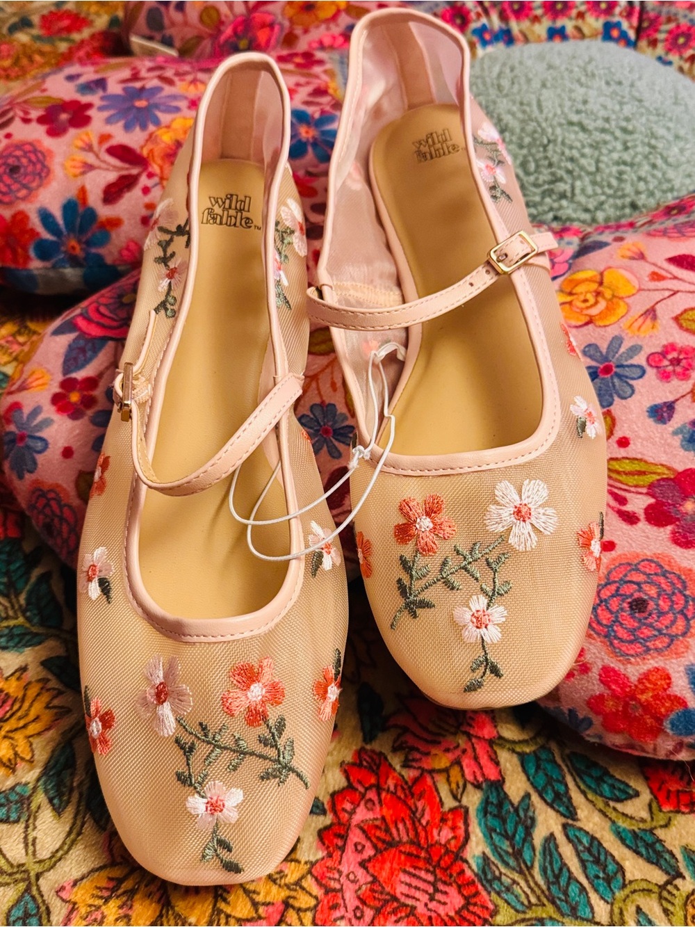 wild fable Blush Pink Floral Embroidered Mary Jane Flats